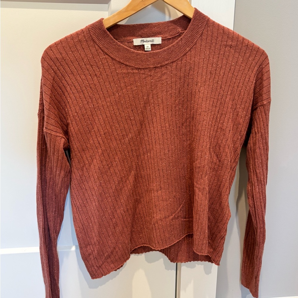 Madewell Terracotta Ribbed Knit Top